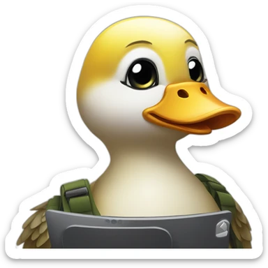 Cute duck as hacker sticker