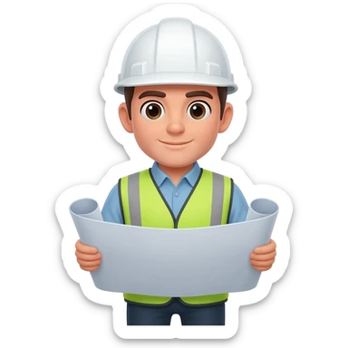 Emoji de ingeniero industrial con casco blanco sticker