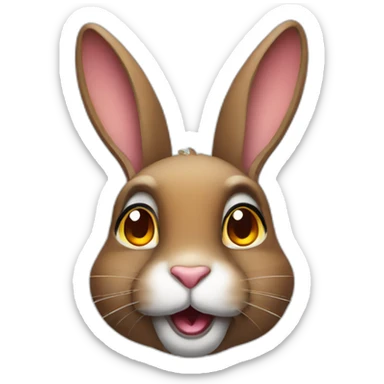 Brown eyed rabbit with wild colors sticker