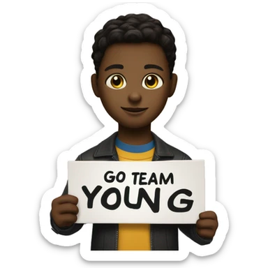 Black cat holding a sign that says “go team young Sheldon” sticker