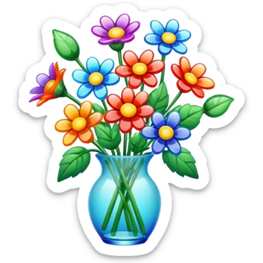Colorful glass flower buque sticker
