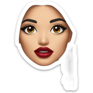 Kylie Jenner holding her lipstick lips sticker