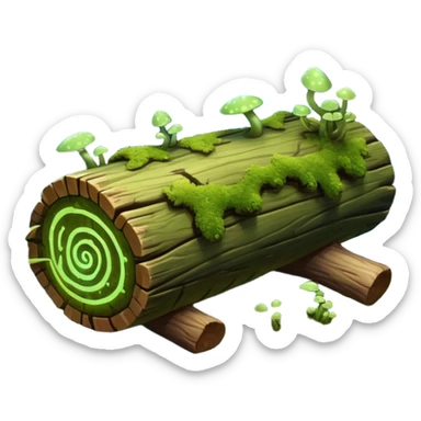 A serpentine creature with a segmented body resembling moss-covered logs, featuring bioluminescent fungi growing along its spine that pulse hypnotically when it hunts at night.

 sticker