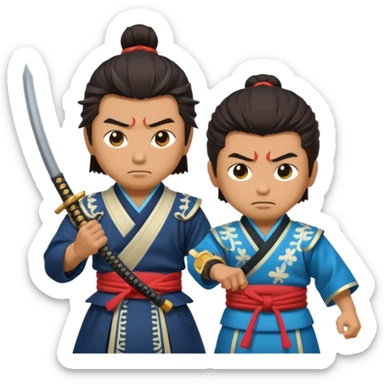 japan samurai fighting with a opther human sticker