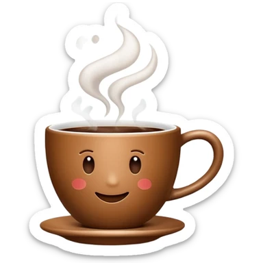 Java logo, stylized coffee cup with steam, minimal and friendly emoji style sticker