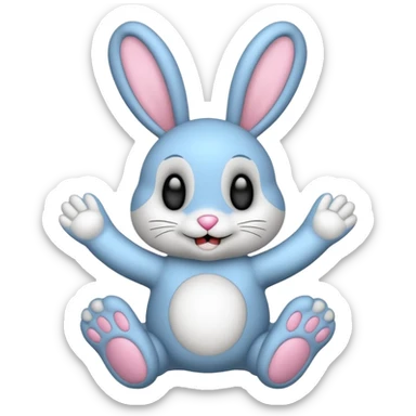 Emoji pour twitch d'une peluche lapin squelette noir faisant signe de la patte avec le texte:"Hi !" sticker