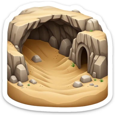 generate realistic detailed cave in 3d style with sand  sticker
