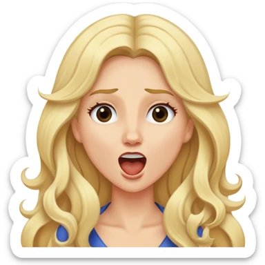blond woman with long slightly wavy hair belting out a ballad sticker