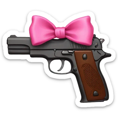 gun with pink bow on it sticker