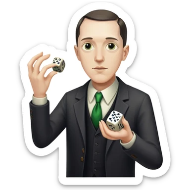writer Lovecraft throwing dice sticker