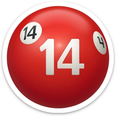 The number 14 on a red pool ball sticker