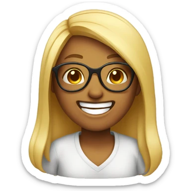 girl emoji with glasses laughing sticker