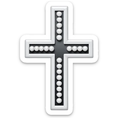 Elegant emoji icon of a white cross made of white beads, glossy surface, subtle shadows, pure white palette, centered sticker