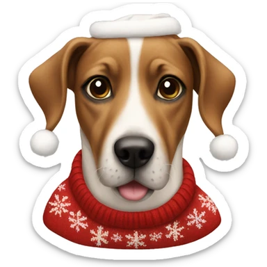 A dog wearing a Christmas jumper sticker