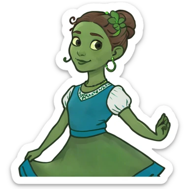 irish dancer blue dress brown bun  sticker
