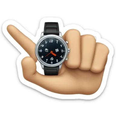 index Finger pointing to a wristwatch sticker