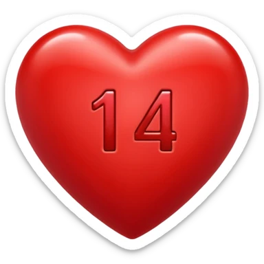 the number "14" in a red heart sticker
