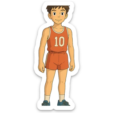 ghibli style athlete standing sticker