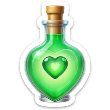 magic potion heart green color sticker