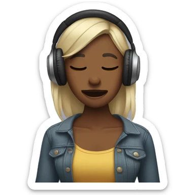  Women listening to music and crying but posing  sticker