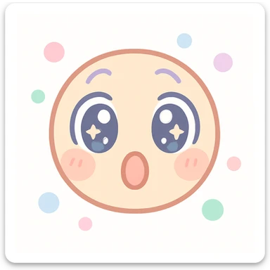 anime themed emoji, surprised face, wide open eyes, small mouth, energetic vibe sticker