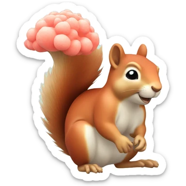 A round, pastel-toned squirrel with coral coloring sticker