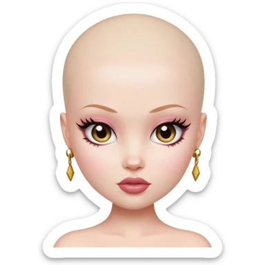 pretty bratz baddie, bald, pale skin sticker