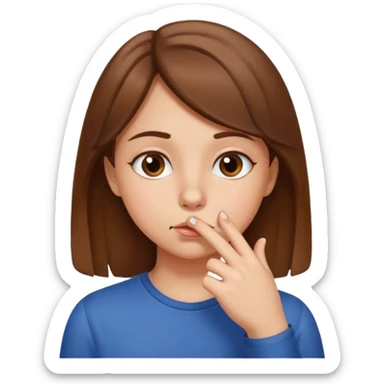 Brown haired girl, picking her nose sticker