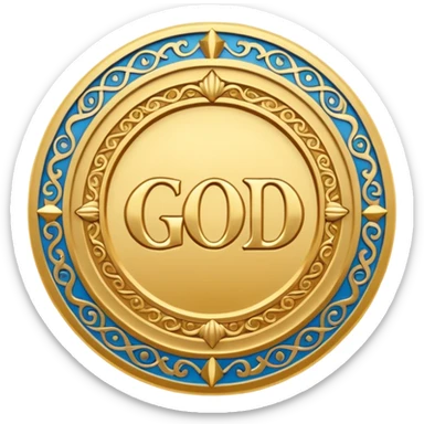 The name of God is repeated in a circle.  sticker