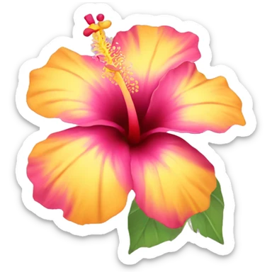 yellow and pink hibiscus flower sticker