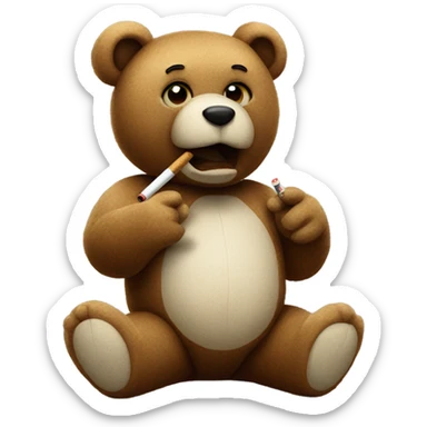Teddy bear smoking cigarette  sticker