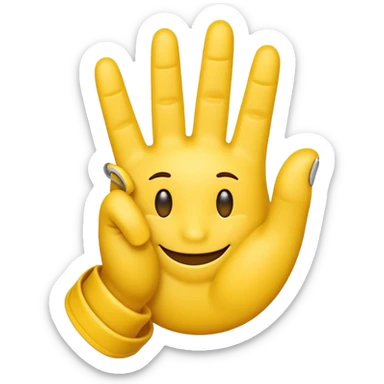 Make me an emoji of a hand with 2 fingers ni a zipped all yellow sticker