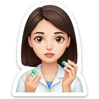 Beautiful brunette girl taking pills  sticker