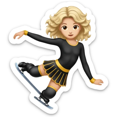 una patinadora con pelo negro largo y ondulado en las puntas con un mallot muy bonito patinando sticker