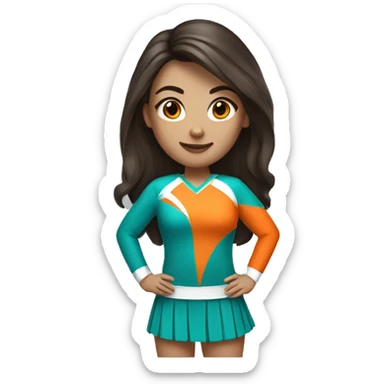 Brunette hair Cheerleader with teal and orange outfit sticker