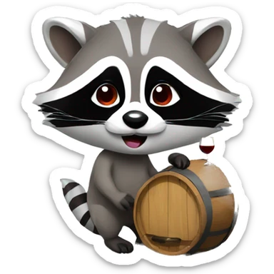 Raccoon with wine  sticker
