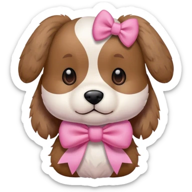 Plushie Dog wearing a pink bow sticker