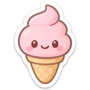 pink ice cream emoji, cute and sweet sticker