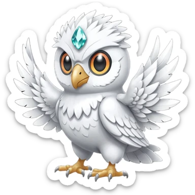 Cool Crystallic Feral Rowlet-Reshiram-fusion sticker