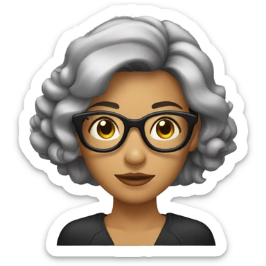 Mujer con collarín, cabello rulo y lentes negros sticker