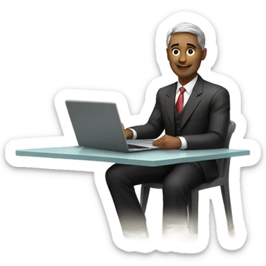 Patent lawyer at table in conference room sticker