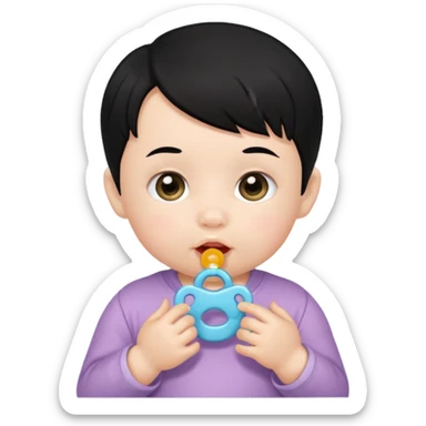 a black hair baby with pacifier sticker