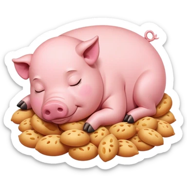 A sleeping piggy love to eat sticker