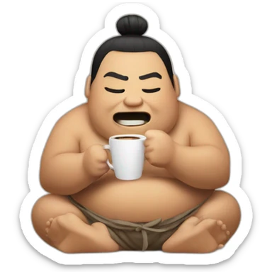 sumo wrestler with coffee sticker