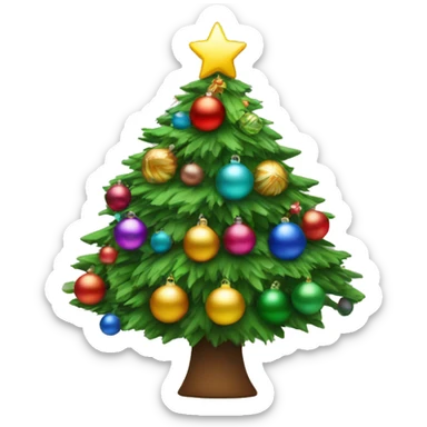 Christmas tree with colourful baubles  sticker