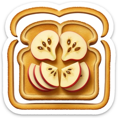 toast with thick apple slices on top, simple shading, emoji style, no text sticker