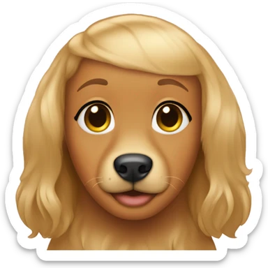 Tanned skin girl with golden retriever sticker