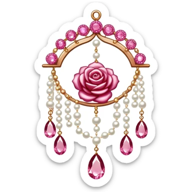 Rose-colored pastel glistening glossy sparkly shiny glittery hanging crystals pearls and beads and gemstones decorations sticker