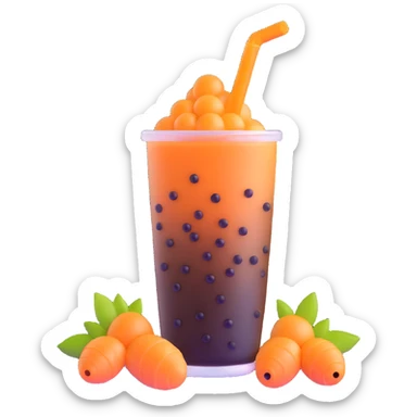 bubble tea with boba pearls sticker