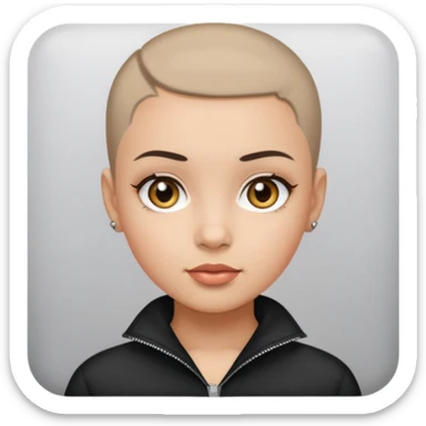 HAZEL EYES BLACK BUZZ CUT LIGHT SKIN ROUND FACE GIRL sticker